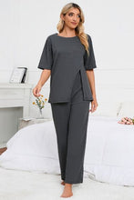 Load image into Gallery viewer, Slit Round Neck Top and Pants Lounge Set