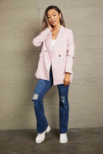 Load image into Gallery viewer, Double Take Double-Breasted Padded Shoulder Blazer with Pockets