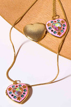 Load image into Gallery viewer, Rhinestone Decor Heart Box Pendant Necklace