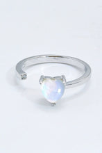 Load image into Gallery viewer, Inlaid Moonstone Heart Adjustable Open Ring