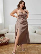 Load image into Gallery viewer, Plus Size Lace-Up Spaghetti Strap Split Night Dress
