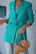 Load image into Gallery viewer, Double Take Double-Breasted Padded Shoulder Blazer with Pockets