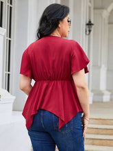 Load image into Gallery viewer, Plus Size Frill Surplice Flutter Sleeve Blouse