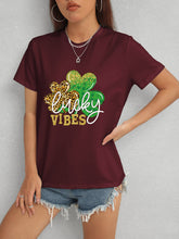 Load image into Gallery viewer, LUCKY VIBES Round Neck Short Sleeve T-Shirt