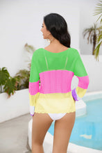Load image into Gallery viewer, Color Block Boat Neck Sheer Cover Up