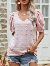 Load image into Gallery viewer, Swiss Dot Short Puff Sleeve Top