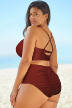 Load image into Gallery viewer, Halter Neck Crisscross Ruched Two-Piece Swimsuit