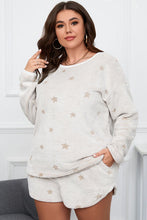 Load image into Gallery viewer, Plus Size Star Dropped Shoulder Top and Shorts Lounge Set
