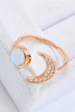 Load image into Gallery viewer, Natural Moonstone and Zircon Sun & Moon Open Ring
