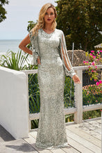 Load image into Gallery viewer, Sequin Fringe Sleeve Maxi Dress