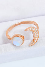 Load image into Gallery viewer, Natural Moonstone and Zircon Sun & Moon Open Ring