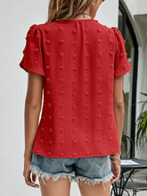 Load image into Gallery viewer, Swiss Dot Round Neck Petal Sleeve Top