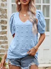 Load image into Gallery viewer, Swiss Dot Short Puff Sleeve Top