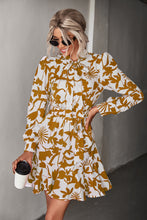 Load image into Gallery viewer, Floral Tie Neck Belted Puff Sleeve Dress