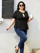 Load image into Gallery viewer, Plus Size Cutout Short Sleeve Blouse