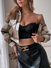 Load image into Gallery viewer, Plaid Collared Neck Button Down Jacket