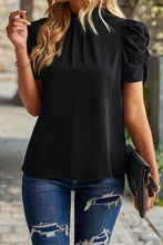 Load image into Gallery viewer, Tie Back Gathered Detail Puff Sleeve Top
