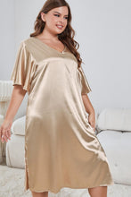 Load image into Gallery viewer, Plus Size Flutter Sleeve V-Neck Side Slit Night Gown