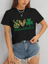 Load image into Gallery viewer, PEACE LOVE IRISH Round Neck Short Sleeve T-Shirt