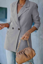 Load image into Gallery viewer, Double Take Double-Breasted Padded Shoulder Blazer with Pockets