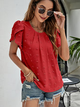 Load image into Gallery viewer, Swiss Dot Round Neck Petal Sleeve Top