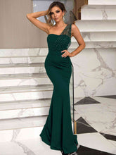 Load image into Gallery viewer, Rhinestone One-Shoulder Formal Dress