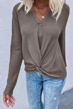 Load image into Gallery viewer, Twist Front Long Sleeve Waffle Knit Top