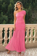 Load image into Gallery viewer, One-Shoulder Ruched Maxi Dress
