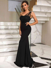 Load image into Gallery viewer, Rhinestone One-Shoulder Formal Dress