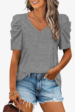 Load image into Gallery viewer, V-Neck Puff Sleeve Tee