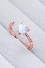 Load image into Gallery viewer, Inlaid Moonstone Heart Adjustable Open Ring