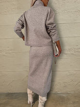 Load image into Gallery viewer, Turtleneck Dropped Shoulder Sweater and Midi Dress Sweater Set