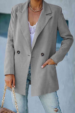 Load image into Gallery viewer, Double Take Double-Breasted Padded Shoulder Blazer with Pockets