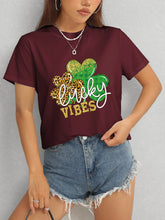 Load image into Gallery viewer, LUCKY VIBES Round Neck Short Sleeve T-Shirt