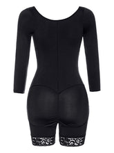 Load image into Gallery viewer, Full Size Zip Up Lace Detail Long Sleeve Shapewear