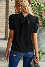 Load image into Gallery viewer, Tie Back Gathered Detail Puff Sleeve Top