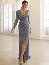 Load image into Gallery viewer, Snakeskin Print Glitter Twist Front Split Dress