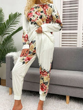 Load image into Gallery viewer, Printed Round Neck Top and Drawstring Pants Lounge Set