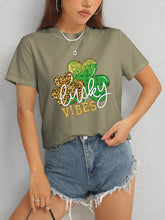 Load image into Gallery viewer, LUCKY VIBES Round Neck Short Sleeve T-Shirt