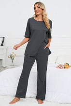 Load image into Gallery viewer, Slit Round Neck Top and Pants Lounge Set