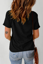Load image into Gallery viewer, Slogan Graphic Cuffed Sleeve Tee