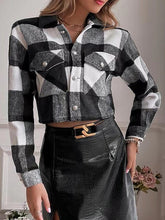 Load image into Gallery viewer, Plaid Collared Neck Button Down Jacket