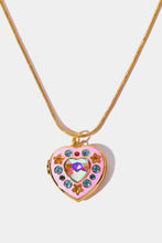 Load image into Gallery viewer, Rhinestone Decor Heart Box Pendant Necklace