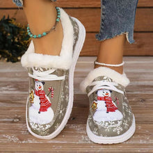 Load image into Gallery viewer, Snowman Print Round Toe Slip-Ons
