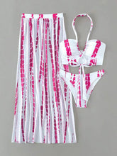 Load image into Gallery viewer, Printed Halter Neck Three-Piece Swim Set
