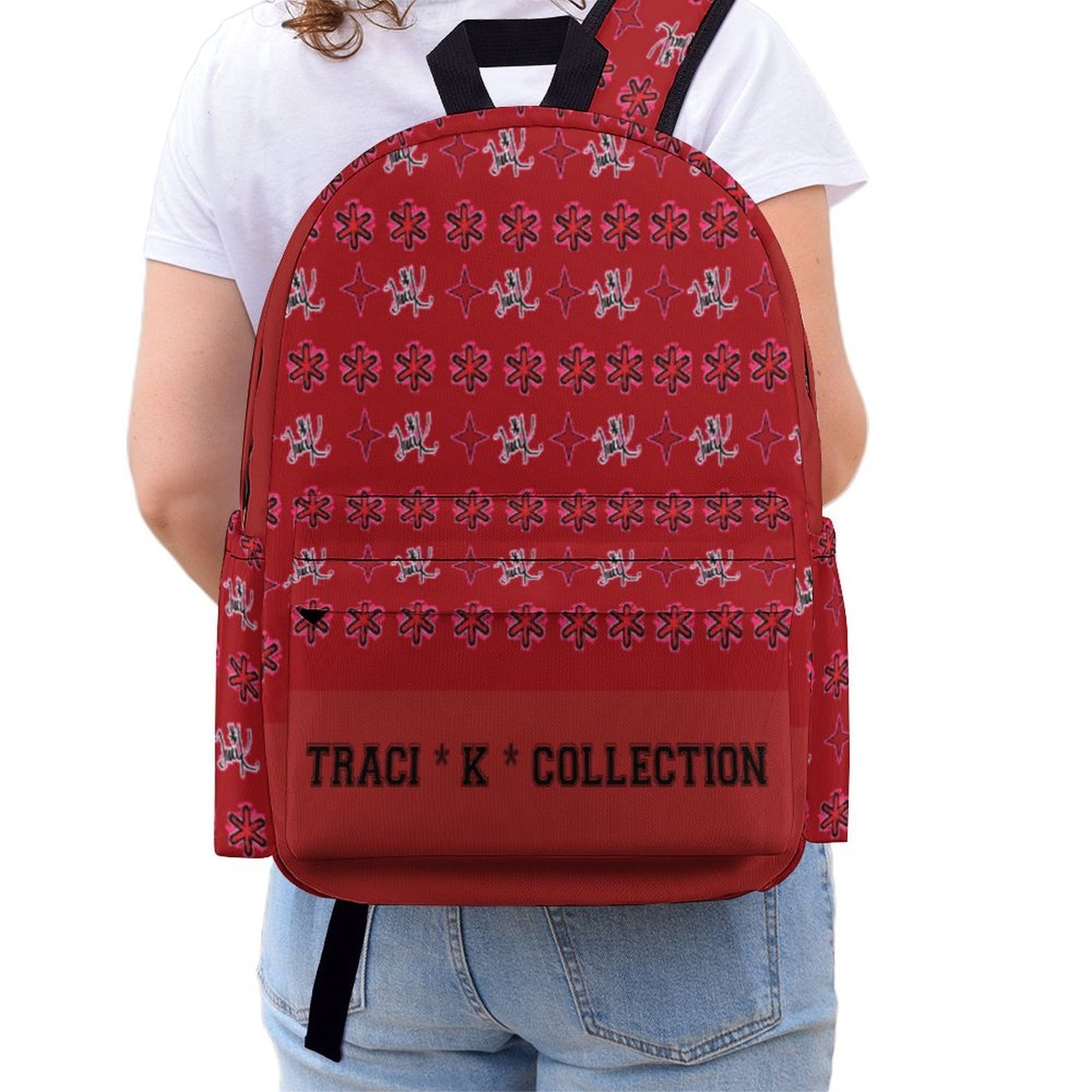 Traci K Varsity Half printed backpack Designer One of  Kind
