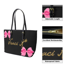 Load image into Gallery viewer, Traci K Fashion Week Exclusive Leather Bow Tote Leather Tote Bag-Large (Front&amp;Back Printing) (1651)
