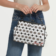 Load image into Gallery viewer, Traci K Signatured Patterned Brown / Red KissLock Bag Kisslock Crossbody Shoulder Bag (Model 1752)
