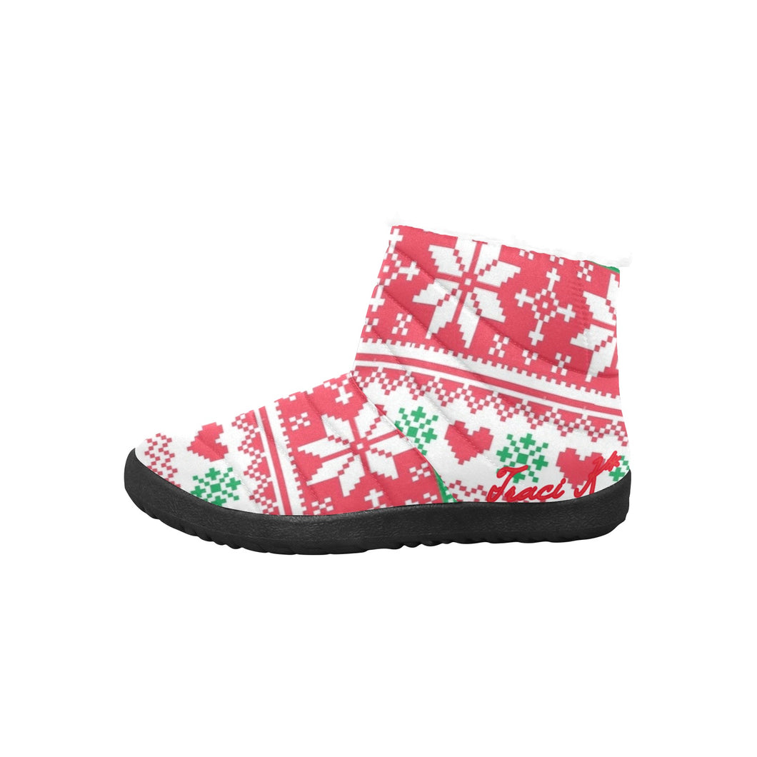 Traci K Designer HeartFlake Boots Women's Cotton-Padded Shoes (Model 19291)