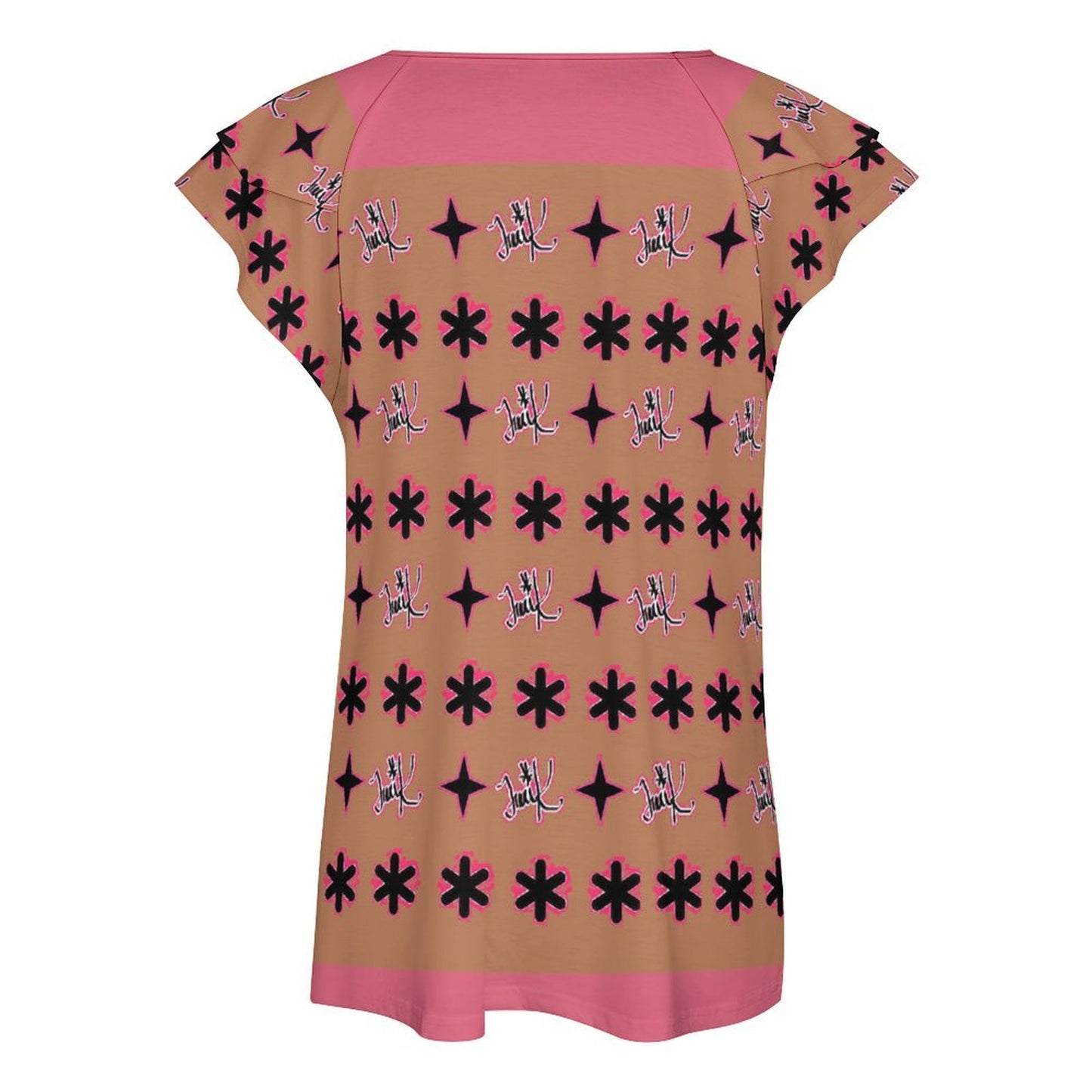 Traci K Designer V-neck T-Shirt Women's Ruffle Sleeve V-Neck T-Shirt